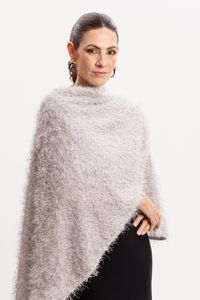 Poncho Transpasse Pelinhos Cinza