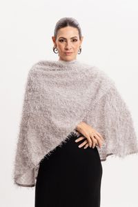 Poncho Transpasse Pelinhos Cinza