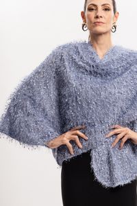 Poncho Transpasse Pelinhos Azul Claro