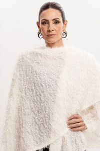 Poncho Transpasse Pelinhos Off White