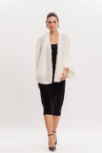 Poncho Transpasse Pelinhos Off White