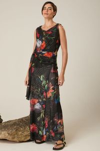 Blusa de Tule Floral Sem Manga Estampa Elias Vanden Broeck