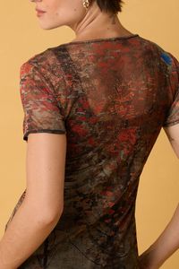 Blusa Segunda Pele de Tule Manga Curta Van Gogh