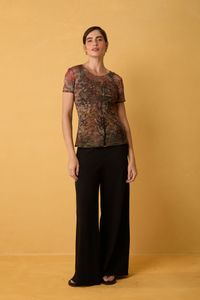Blusa Segunda Pele de Tule Manga Curta Van Gogh