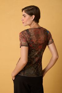 Blusa Segunda Pele de Tule Manga Curta Van Gogh
