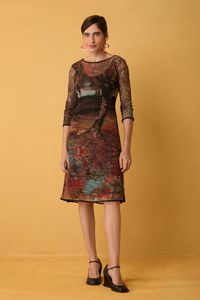 Vestido Curto Reto de Tule Estampa Vincent van Gogh