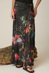 Saia Longa Floral de Tule Estampa Elias Vanden Broeck