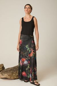 Saia Longa Floral de Tule Estampa Elias Vanden Broeck
