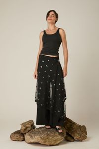 Echarpe de Tule Preta com Lantejoulas