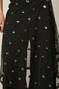 Echarpe de Tule Preta com Lantejoulas