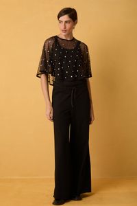 Bolero de Tule Preto com Poás Coloridos