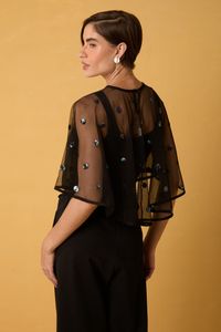 Bolero de Tule Preto com Lantejoulas