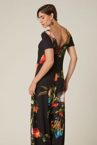 Macacão Longo de Malha Estampado Floral com Bolsos