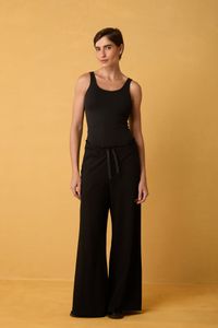 Calça de malha Pantalona preta com bolso