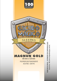 Foto do produto Sleeves Escudo Mágico - MAGNUM GOLD 100u (80 mm X 120 mm)