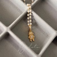 Foto do produto COLAR DE PÉROLA FILHA CRAVEJADO - BANHADO EM OURO 18K