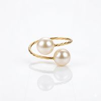 Foto do produto ANEL REGULÁVEL  DUO PEROLA BANHADO A OURO 18K