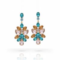 Foto do produto BRINCO CASCATA DE ZIRCÔNIAS COLORIDAS BANHADO EM OURO 18K