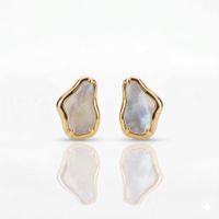 Foto do produto BRINCO ORGÂNICO P PEROLADO - BANHADO EM OURO 18K