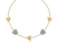 Foto do produto CHOKER BORBOLETAS COM RESINA AZUL BANHADO EM OURO 18K