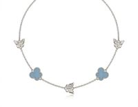 Foto do produto CHOKER BORBOLETAS COM RESINA AZUL BANHADO EM PRATA 925