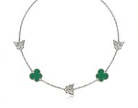 Foto do produto CHOKER BORBOLETAS COM RESINA VERDE BANHADO EM PRATA 925