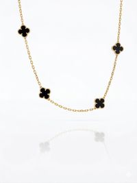 Foto do produto CHOKER REGULÁVEL TREVOS BLACK BANHADO EM OURO 18K