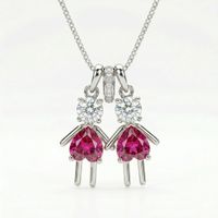 Foto do produto COLAR CASAL DE FILHAS ROSA BANHADO EM PRATA 925