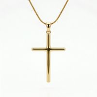 Foto do produto COLAR COM PINGENTE CRUZ LISA BANHADA A OURO 18K