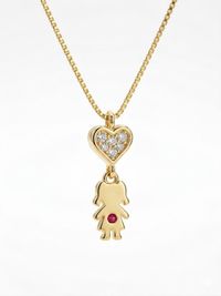 Foto do produto COLAR FILHA MINI ZIRCONIA ROSA  - BANHADO EM OURO 18K