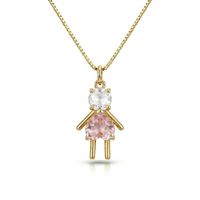 Foto do produto COLAR FILHA PEDRA ROSA - BANHADO EM OURO 18K