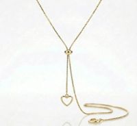 Foto do produto COLAR GRAVATINHA PINGENTE CORAÇÃO DUPLO BANHADO EM OURO 18K