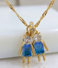 Foto do produto COLAR 2 FILHOS PEDRA AZUL - BANHADO EM OURO 18K