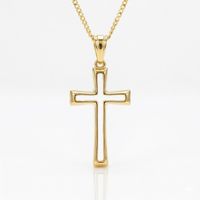 Foto do produto COLAR MASCULINO COM PINGENTE CRUZ VAZADA- BANHADO A OURO 18K