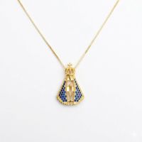 Foto do produto COLAR NOSSA S APARECIDA CRAVEJADO AZUL G  - BANHADO A OURO 18K