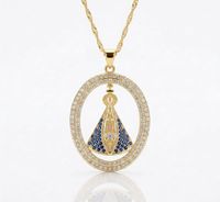 Foto do produto COLAR NOSSA SENHORA APARECIDA MANTO AZUL - BANHADO EM OURO 18K