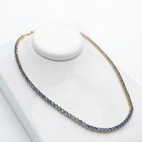 Foto do produto COLAR REGULÁVEL RIVIERA CRAVEJADO COM ZIRCÔNIAS LILÁS BANHADO EM OURO 18K