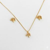Foto do produto CONJUNTO BRINCO + COLAR ÁRVORE DA VIDA COM ZIRCONIA  - BANHADO A OURO 18K