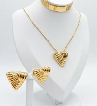 Foto do produto CONJUNTO BRINCO + COLAR ORGANICO RETANGULAR BANHADO EM OURO 18K