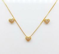 Foto do produto CONJUNTO COLAR + BRINCO MINI CORAÇÃO CRAVEJADO - BANHADO EM OURO 18K