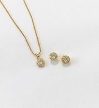Foto do produto CONJUNTO COLAR + BRINCO PONTO DE LUZ - BANHADO EM OURO 18K