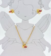 Foto do produto CONJUNTO COLAR REGULAVEL + BRINCOS INFANTIL PEIXE COM ZIRCONIA BANHADO EM OURO 18K