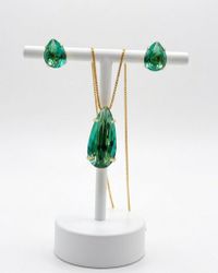 Foto do produto CONJUNTO GOTA ESMERALDA BANHADO A OURO 18K
