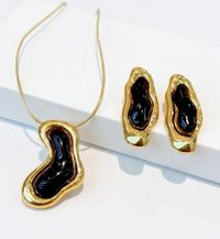 Foto do produto CONJUNTO ORGANICO MARROM - BANHADO EM OURO 18K