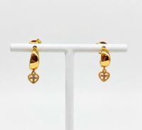 Foto do produto MEIA ARGOLA CORAÇÃO CRUZ - BANHADO EM OURO 18K