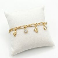 Foto do produto PULSEIRA PENDURICALHOS CORAÇÃO + ZIRCÔNIA BANHADO A OURO 18K