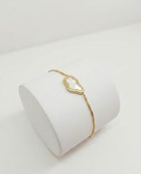 Foto do produto PULSEIRA REGULÁVEL ORGÂNICA MADREPÉROLA BANHADO EM OURO 18K