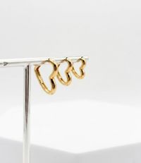 Foto do produto TRIO ARGOLA CORAÇÃO LISO BANHADO EM OURO 18K