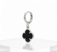 Foto do produto ARGOLA TREVO BLACK - BANHADO EM PRATA 925