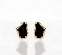 Foto do produto BRINCO ORGÂNICO P BLACK - BANHADO EM OURO 18K